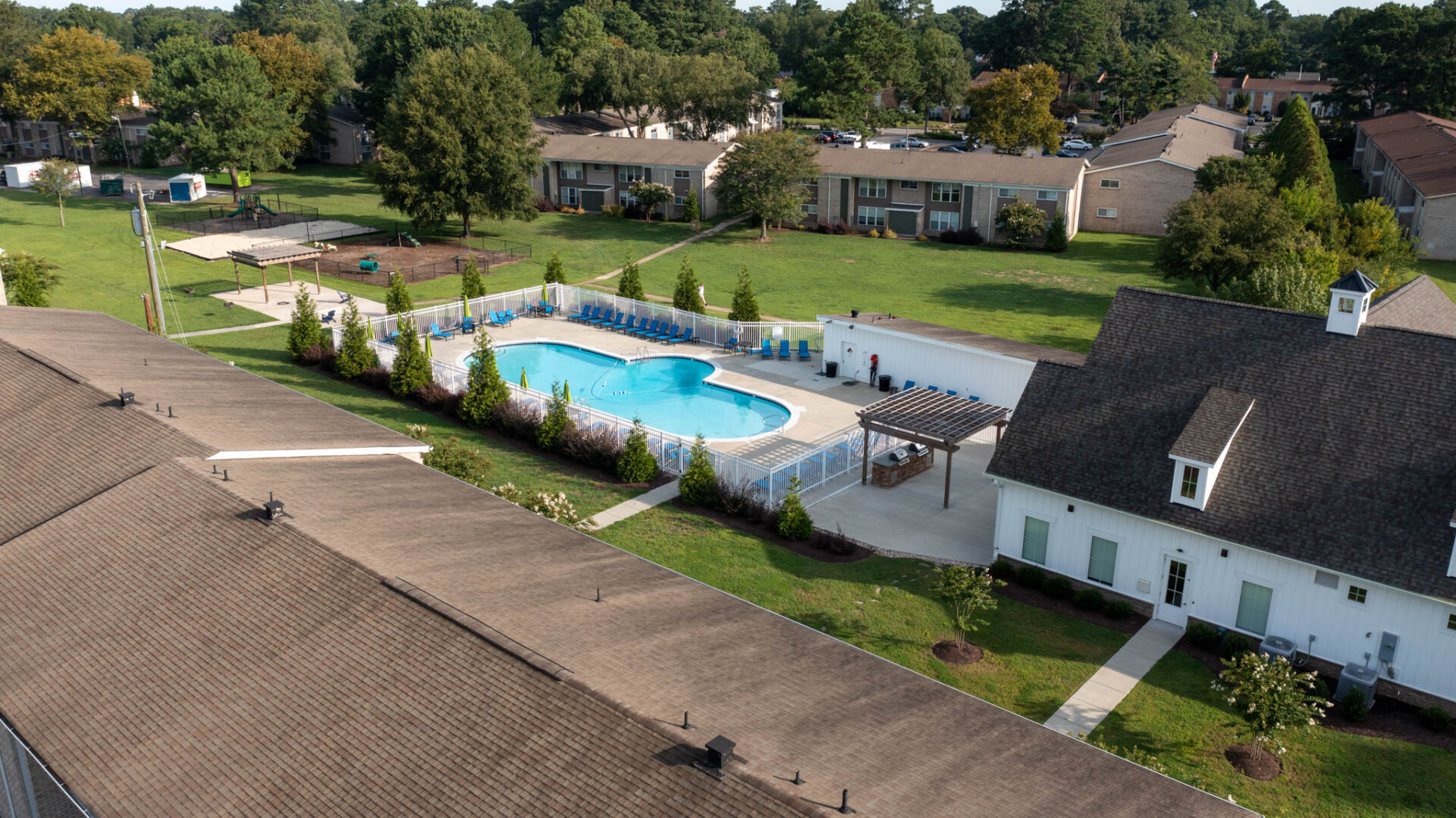 Aerial view of large pool